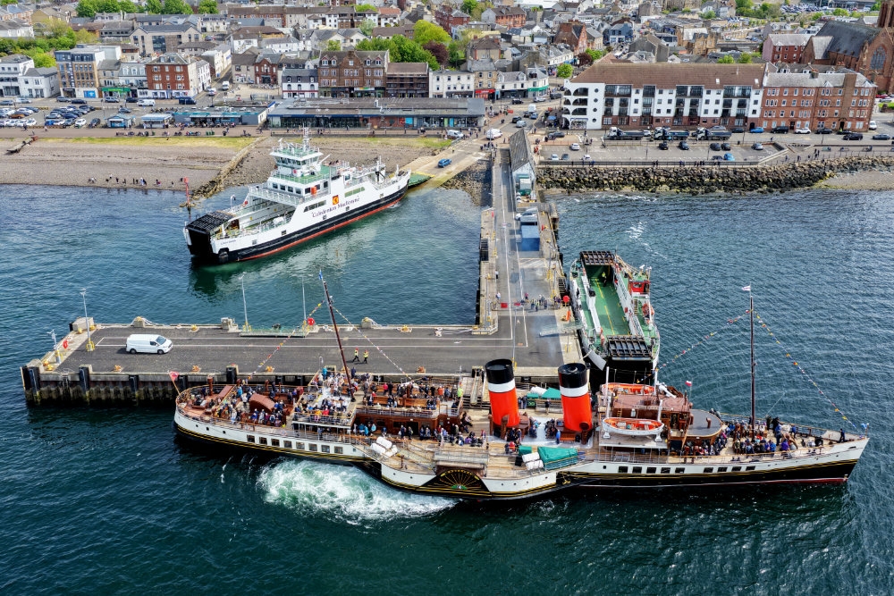 Waverley Paddle Steamer, Largs, Ayrshire, aerial photograph