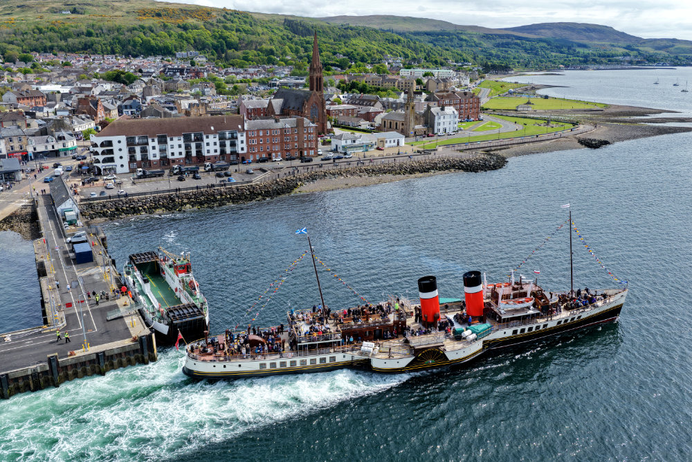 Waverley Paddle Steamer, Largs, Ayrshire, aerial photograph